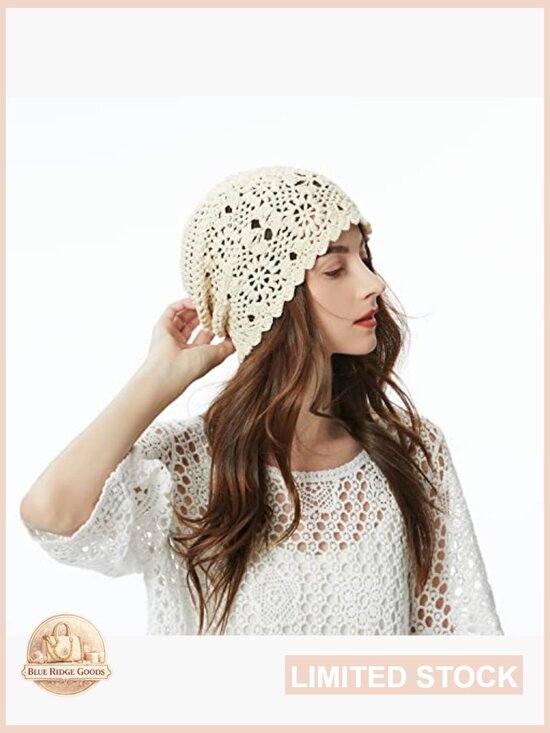 Handmade Knit Crochet Slouchy Beanie Hat Summer Spring Fall Lightweight Soft